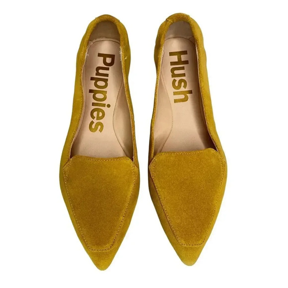 Hush Puppies Hazel Flat Point Summer Yellow Slip On Loafer Suede Shoe Sz. 8 - Picture 7 of 8